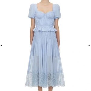 Self-Portrait Light Blue Midi Dress